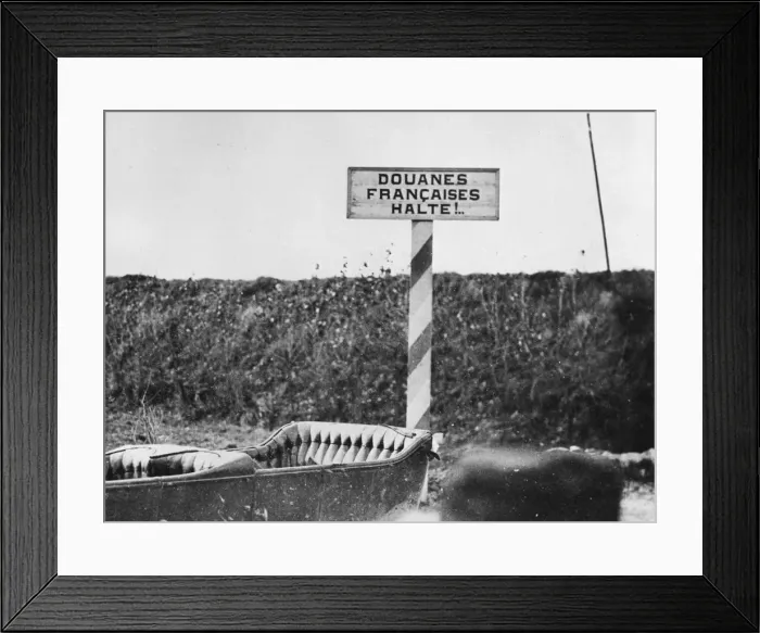 Framed Print : French customs sign, Western Front, WW1 Framed Print : French customs sign, Western Front, WW1