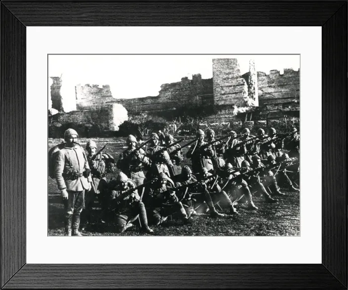Framed Print : Turkish infantry drilling, Yedikule, Turkey, WW1 Framed Print : Turkish infantry drilling, Yedikule, Turkey, WW1