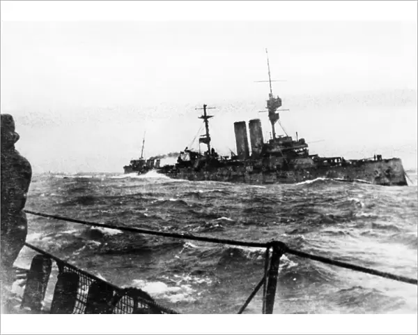 British battleship HMS King Edward VII sinking, WW1