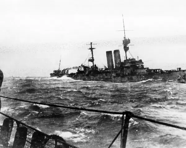 British battleship HMS King Edward VII sinking, WW1