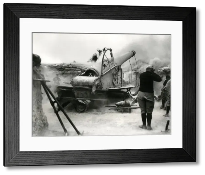 Framed Print : French Fortress gun firing towards Asiatic coast, WW1 Framed Print : French Fortress gun firing towards Asiatic coast, WW1