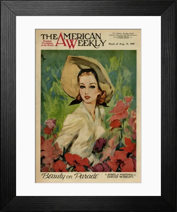 Framed Print : David Wright woman in a garden with flowers Framed Print : David Wright woman in a garden with flowers