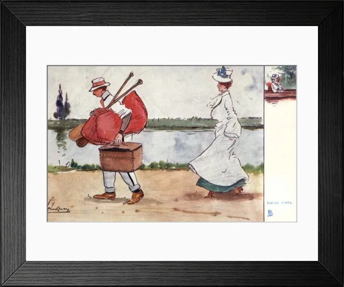 Framed Print : River Days - Couple going boating Framed Print : River Days - Couple going boating