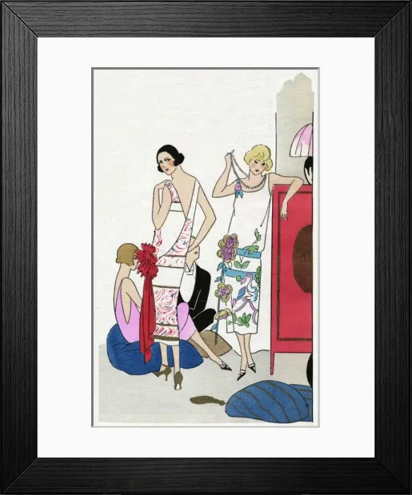 Framed Print : Two fashionable ladies in dresses by Premet Framed Print : Two fashionable ladies in dresses by Premet