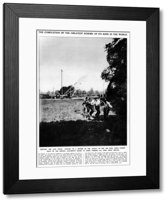 Framed Print : Electricity plyon erected, 1933 Framed Print : Electricity plyon erected, 1933
