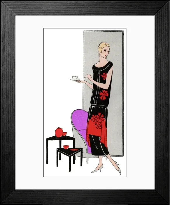 Framed Print : Young lady in black and red dress by Martial et Armand Framed Print : Young lady in black and red dress by Martial et Armand