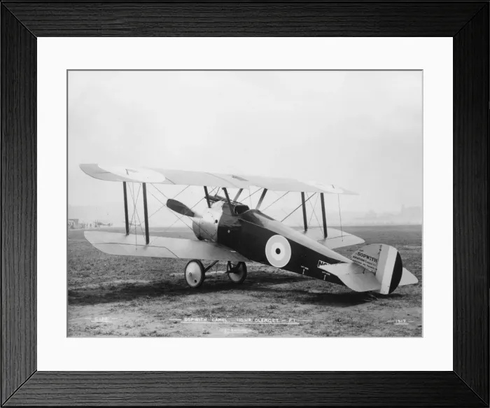 Framed Print : Sopwith F1 Camel biplane on an airfield, WW1 Framed Print : Sopwith F1 Camel biplane on an airfield, WW1