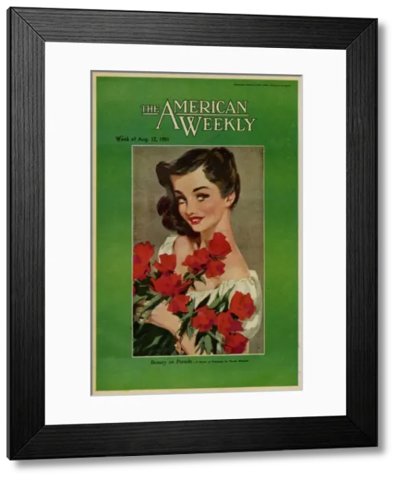 Framed Print : David Wright woman with red flowers Framed Print : David Wright woman with red flowers