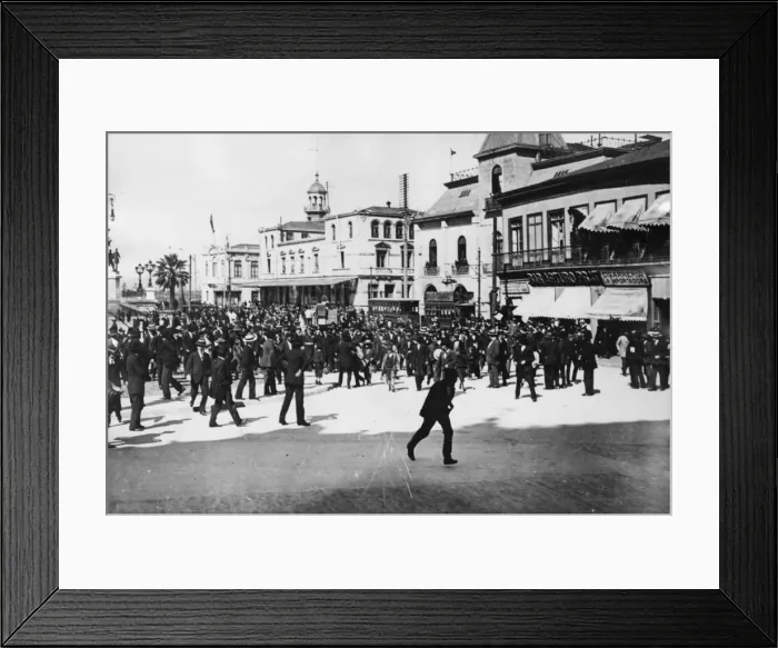 Framed Print : Street scene, South American mainland, WW1 Framed Print : Street scene, South American mainland, WW1