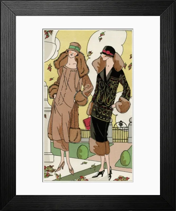 Framed Print : Two ladies in autumn coats by Doeuillet and Jean Patou Framed Print : Two ladies in autumn coats by Doeuillet and Jean Patou