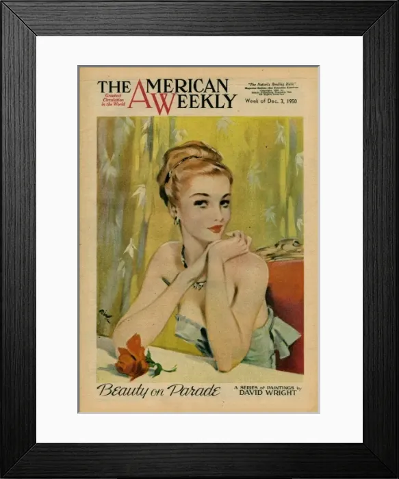 Framed Print : David Wright woman in pale blue evening dress Framed Print : David Wright woman in pale blue evening dress