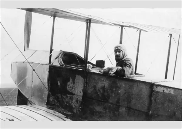 Avro biplane with pilot, WW1