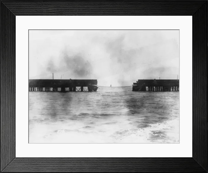 Framed Print : Temporary bridge at Zeebrugge, Belgium, WW1 Framed Print : Temporary bridge at Zeebrugge, Belgium, WW1