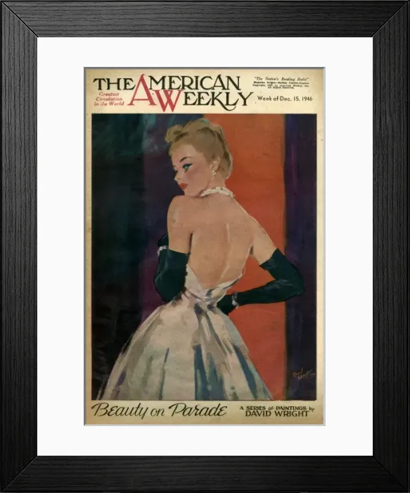Framed Print : David Wright woman in bare-backed evening dress Framed Print : David Wright woman in bare-backed evening dress