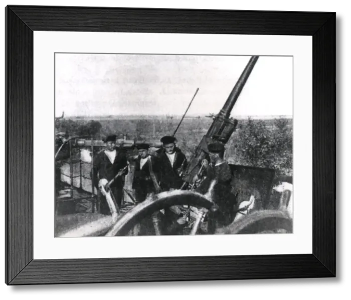 Framed Print : Anti-aircraft gun on Romanian monitor boat, WW1 Framed Print : Anti-aircraft gun on Romanian monitor boat, WW1