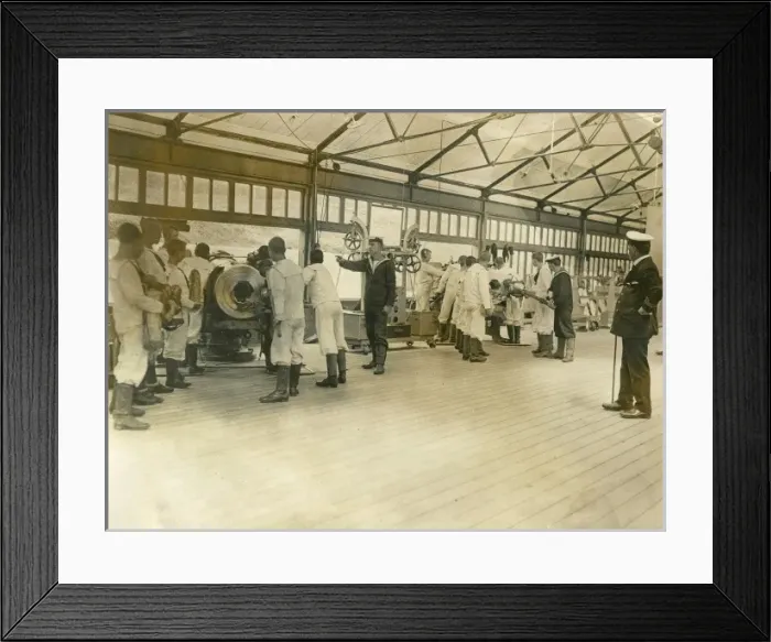 Framed Print : Boys in training on battery work, Shotley Barracks, WW1 Framed Print : Boys in training on battery work, Shotley Barracks, WW1
