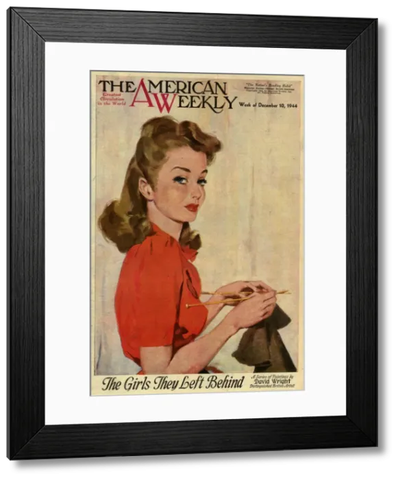 Framed Print : David Wright woman with her knitting Framed Print : David Wright woman with her knitting