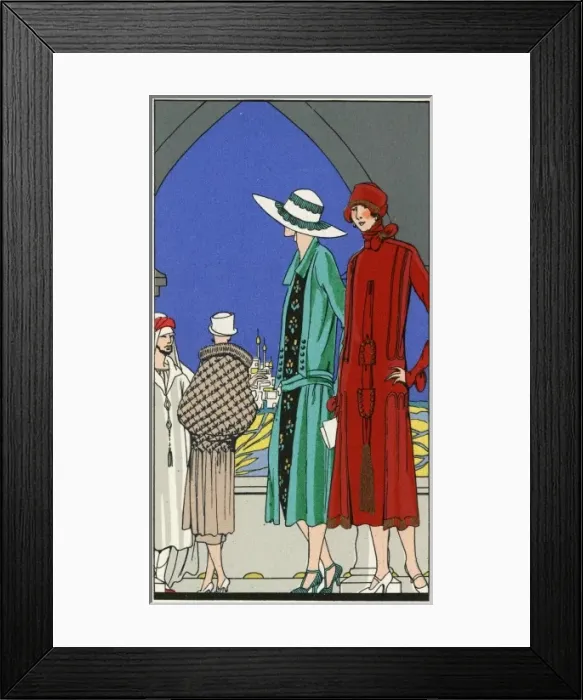 Framed Print : Three ladies in outfits by Molyneux and Martial et Armand Framed Print : Three ladies in outfits by Molyneux and Martial et Armand