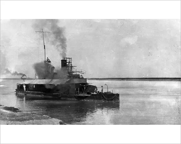 Ship firing towards the coast, Middle East, WW1