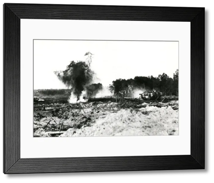 Framed Print : American tanks in action, western front, WW1 Framed Print : American tanks in action, western front, WW1