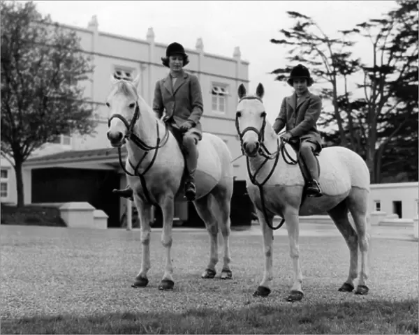 Princess Elizabeth and Margaret riding