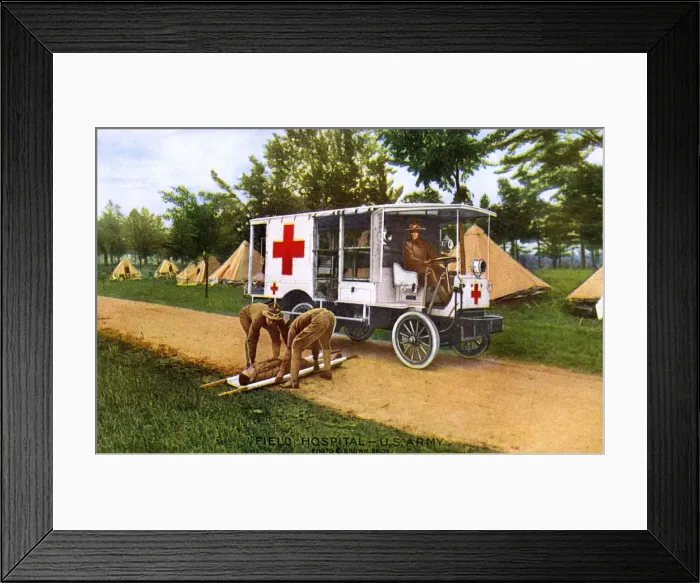 Framed Print : US Army Field Hospital and early ambulance - WWI Framed Print : US Army Field Hospital and early ambulance - WWI