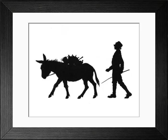 Framed Print : Dunderpate sees a pedlar and donkey walking by Framed Print : Dunderpate sees a pedlar and donkey walking by