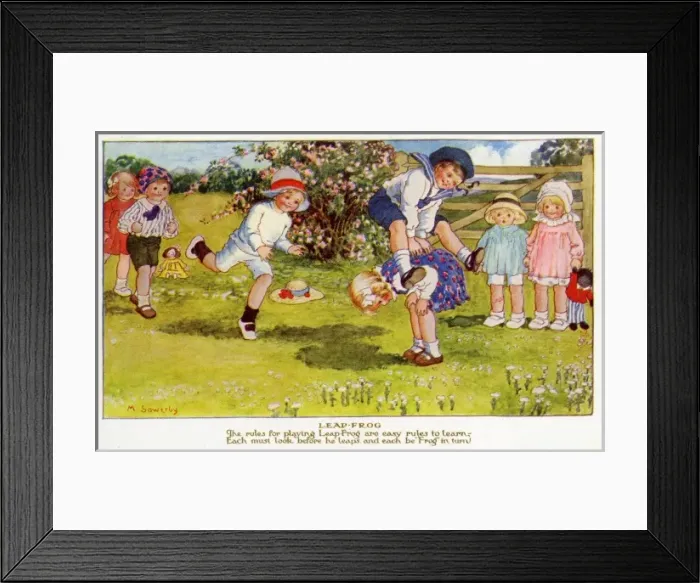 Framed Print : M Sowerby. Leap frog Framed Print : M Sowerby. Leap frog