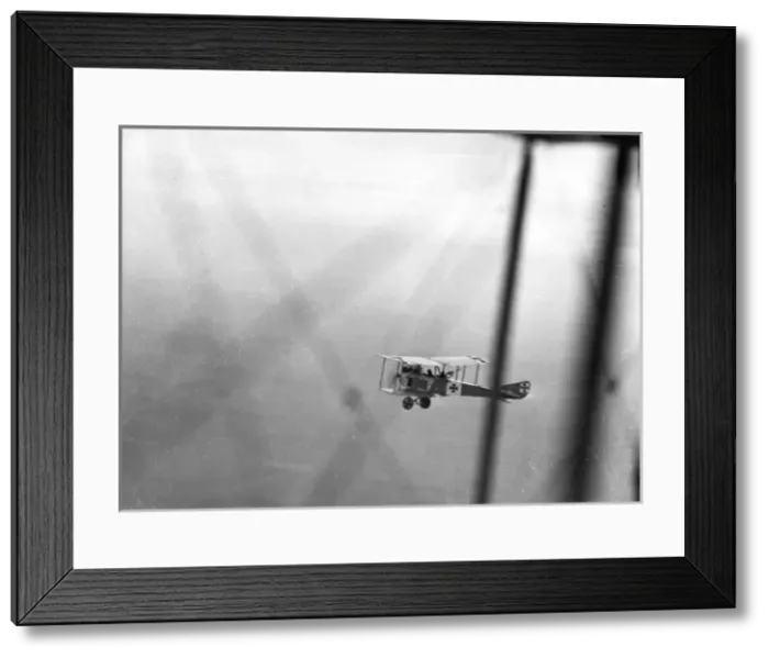 Framed Print : German biplane in flight, WW1 Framed Print : German biplane in flight, WW1
