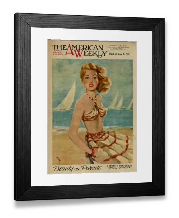 Framed Print : David Wright woman in red and white beachwear Framed Print : David Wright woman in red and white beachwear