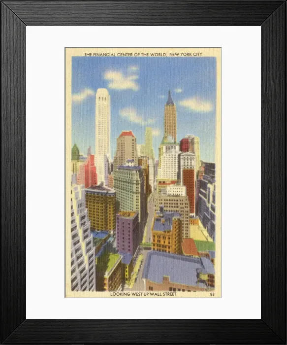 Framed Print : Looking West up Wall Street - New York, USA Framed Print : Looking West up Wall Street - New York, USA