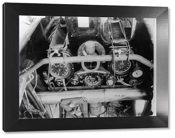 Controls and instrument panel of a plane, WW1