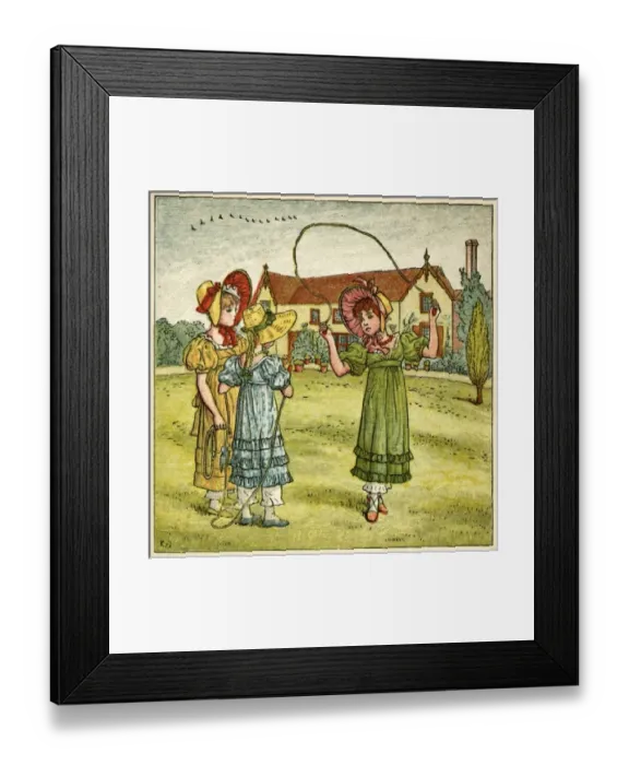 Framed Print : Three girls with skipping ropes Framed Print : Three girls with skipping ropes