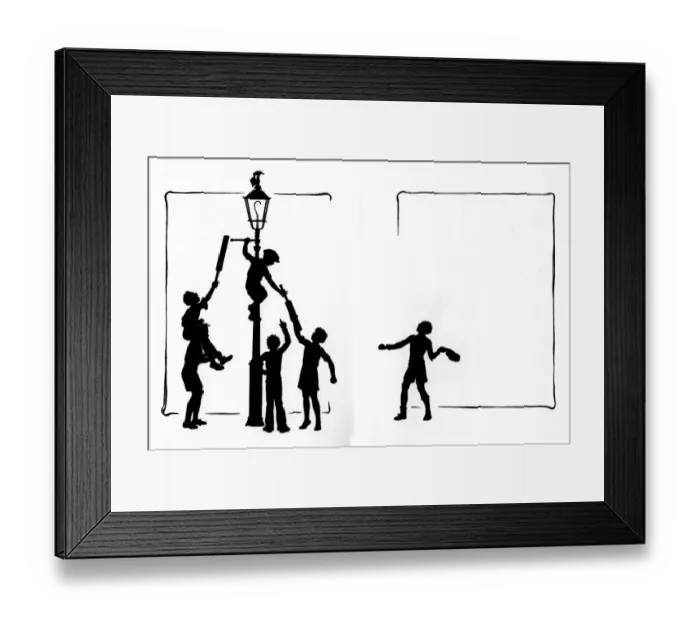 Framed Print : Boys try to reach Jack Sparrow on top of lamp post Framed Print : Boys try to reach Jack Sparrow on top of lamp post