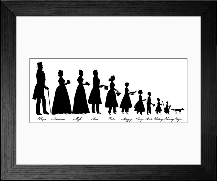 Framed Print : Silhouette portrait of a family group