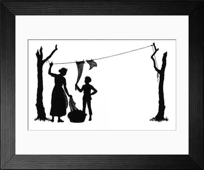 Framed Print : Dunderpate and his mother with the washing Framed Print : Dunderpate and his mother with the washing