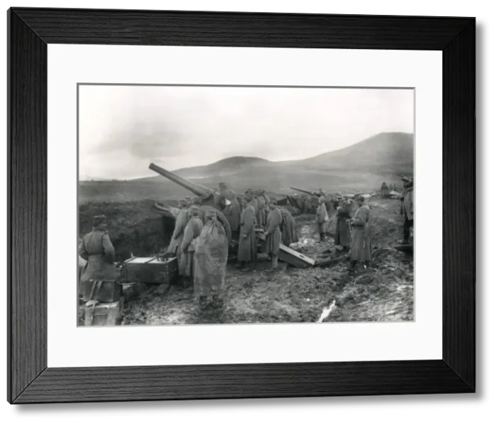 Framed Print : Serbian heavy batteries in action against Austrians, WW1 Framed Print : Serbian heavy batteries in action against Austrians, WW1