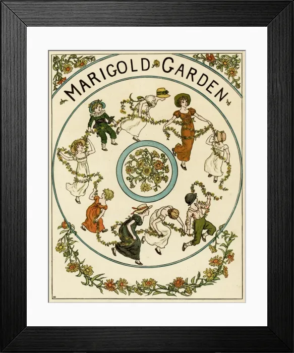 Framed Print : Illustration, Marigold Garden by Kate Greenaway Framed Print : Illustration, Marigold Garden by Kate Greenaway