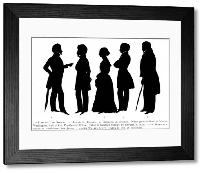 Framed Print : Series of silhouettes by August Edouart Framed Print : Series of silhouettes by August Edouart