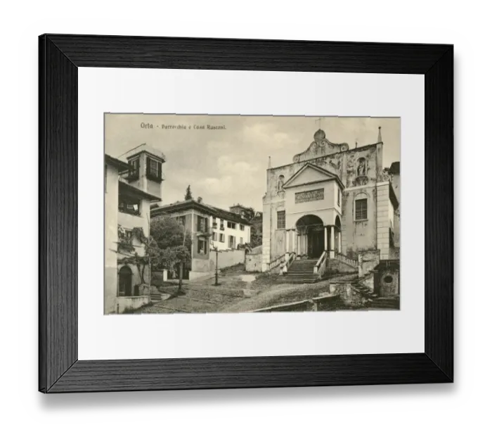 Framed Print : Orta San Giulio - Italy - Parrochia and Casa Rusconi