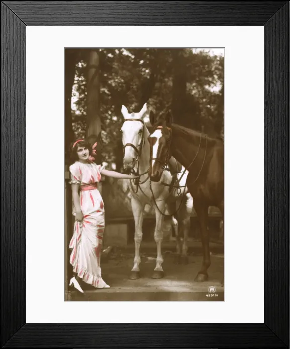 Framed Print : Girl with a pair of horses Framed Print : Girl with a pair of horses