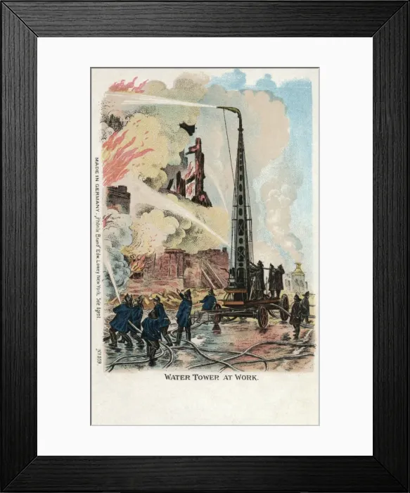 Framed Print : New York - Firefighting - Water Tower at Work Framed Print : New York - Firefighting - Water Tower at Work