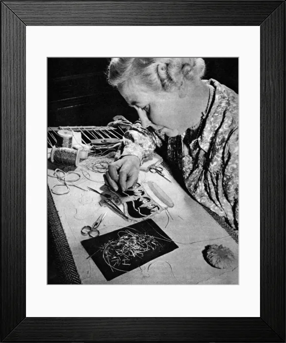 Framed Print : Making Queen Elizabeth IIs coronation robe Framed Print : Making Queen Elizabeth IIs coronation robe