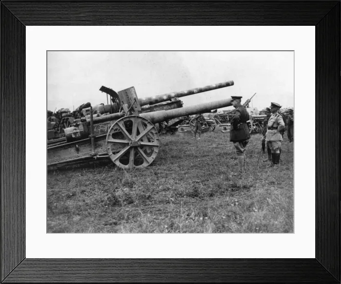 Framed Print : General Sir Arthur Currie with captured German guns Framed Print : General Sir Arthur Currie with captured German guns