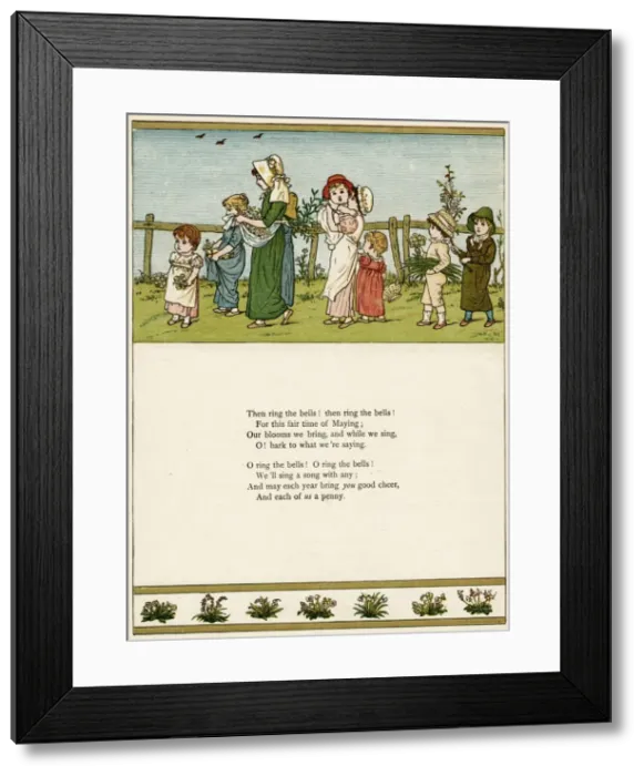 Framed Print : Eight children carrying flowers Framed Print : Eight children carrying flowers