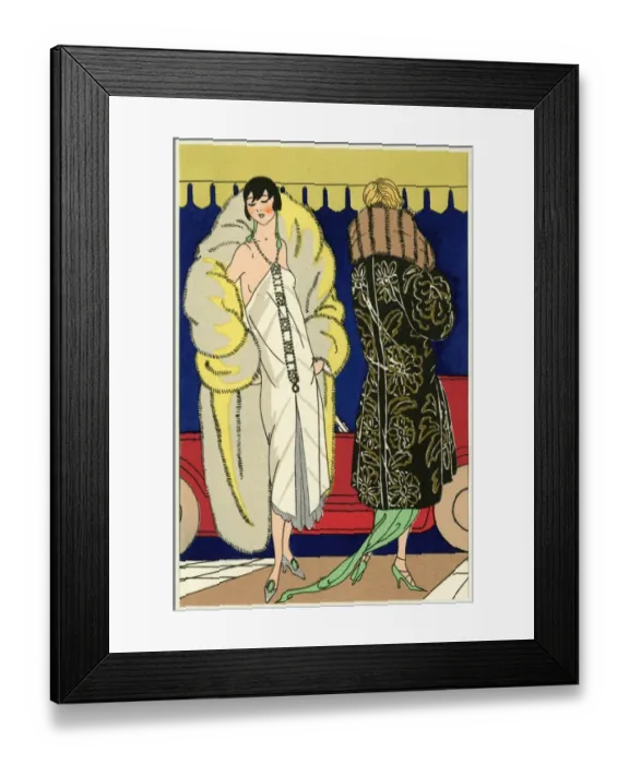 Framed Print : Two ladies in evening wear by Martial et Armand and Beer Framed Print : Two ladies in evening wear by Martial et Armand and Beer