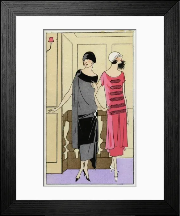 Framed Print : Two young ladies in outfits by Drecoll Framed Print : Two young ladies in outfits by Drecoll