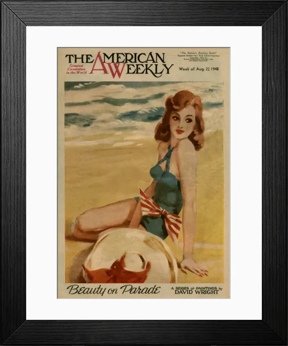 Framed Print : David Wright woman in green swimsuit Framed Print : David Wright woman in green swimsuit