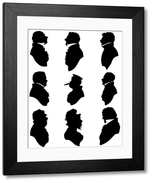 Framed Print : Silhouette portraits in caricature Framed Print : Silhouette portraits in caricature