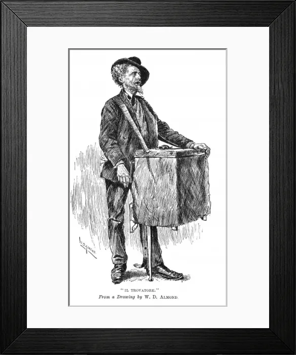Framed Print : Street music: Barrel organ grinder, c. 1890 Framed Print : Street music: Barrel organ grinder, c. 1890